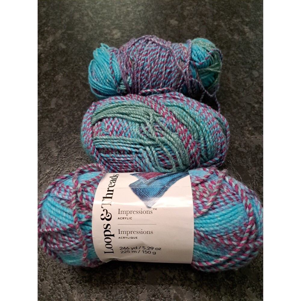Loops & Threads IMPRESSIONS Acrylic Yarn Blue Raspberry 2.5 Skeins